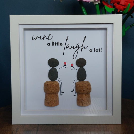 Wine a little laugh a lot - Pebble Art Frame