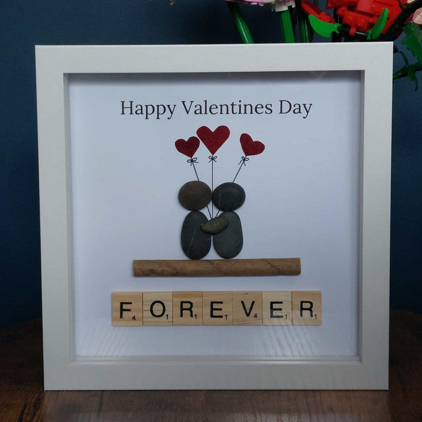 Happy Valentines Day Forever - Pebble Art Frame