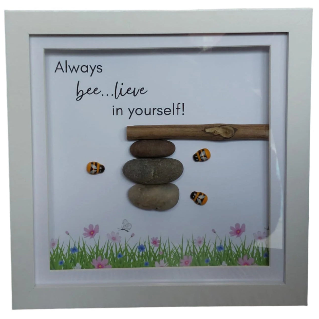 Always bee - lieve in yourself - Pebble Art Frame
