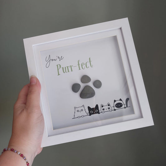 Pebble Art Frame - You're Purr-fect - Pebble Art Frame