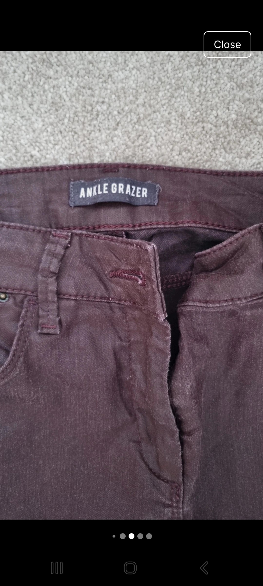 Women's burgundy trousers