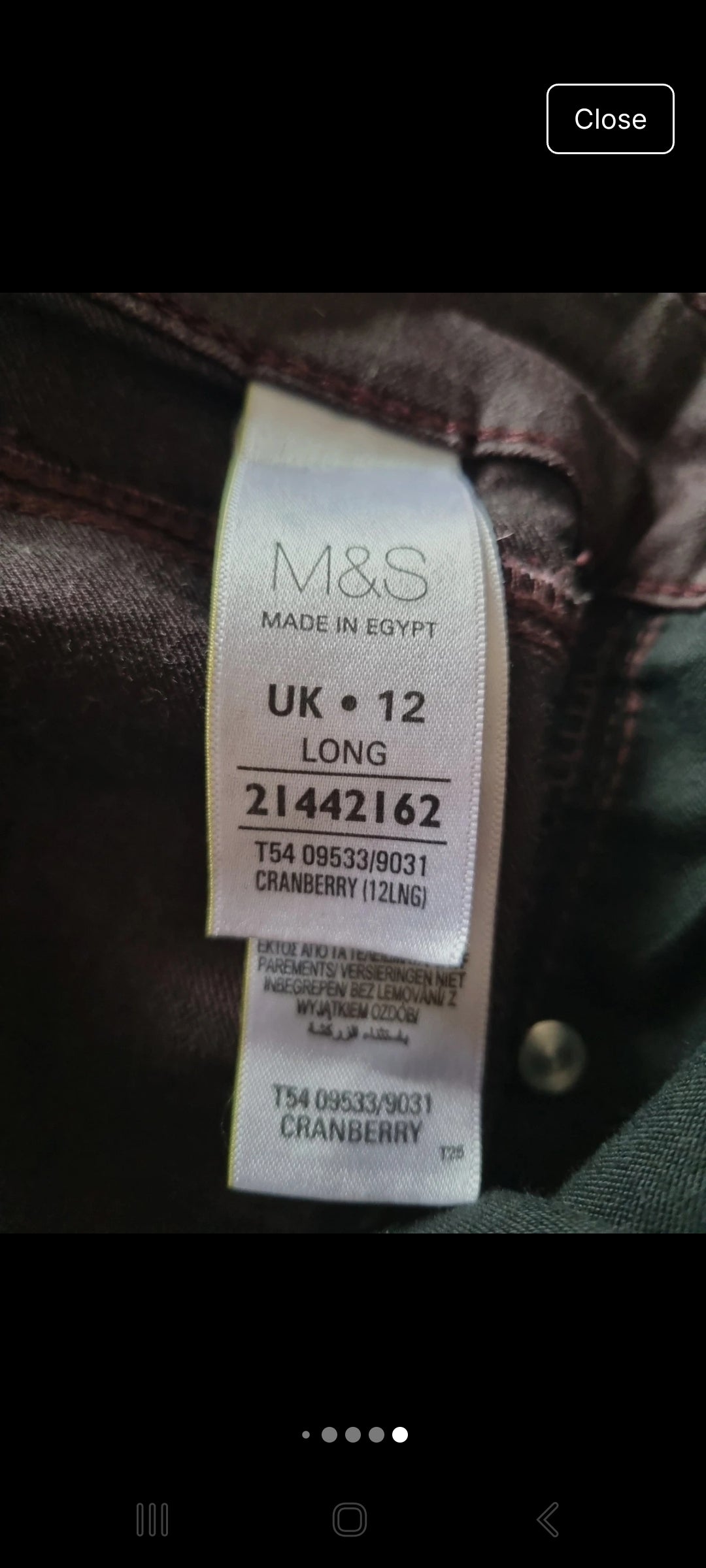 Women's burgundy trousers