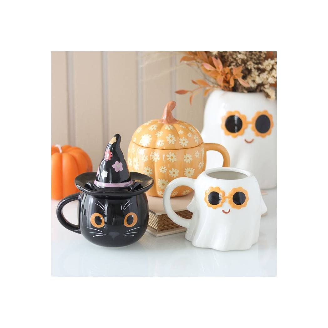 Groovy Floral Pumpkin Lidded Mug