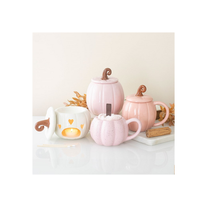 Pink Curly Pumpkin Lidded Mug