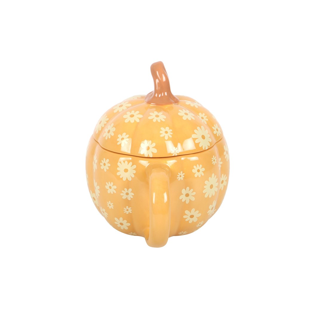 Groovy Floral Pumpkin Lidded Mug