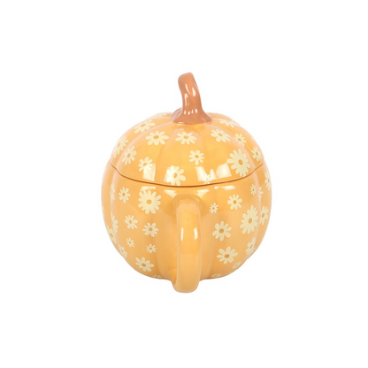 Groovy Floral Pumpkin Lidded Mug