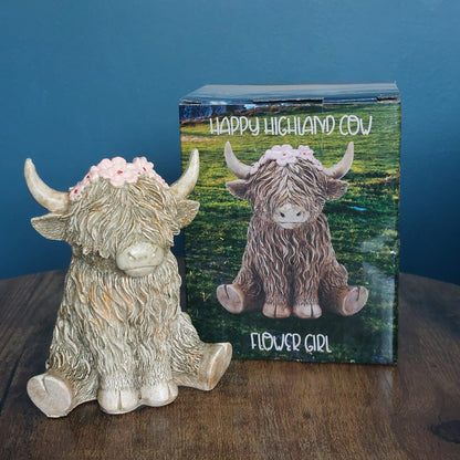 Happy Highland Cow Flower Girl