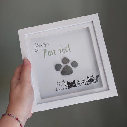 Pebble Art Frame - You're Purr-fect - Pebble Art Frame