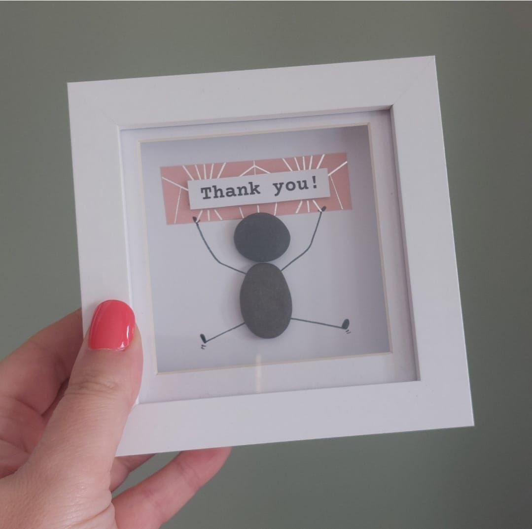 Thank You – Framed Pebble Art