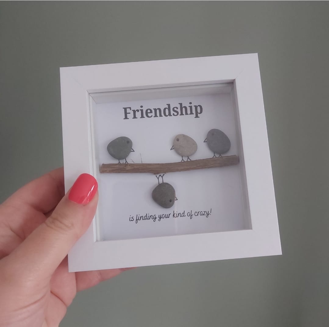 Friendship – Framed Pebble Art