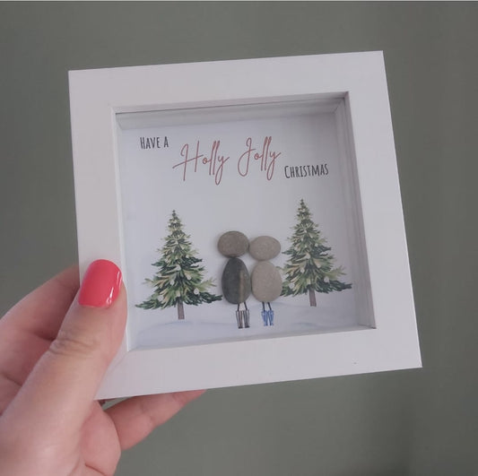 Holly Jolly Christmas – Framed Pebble Art