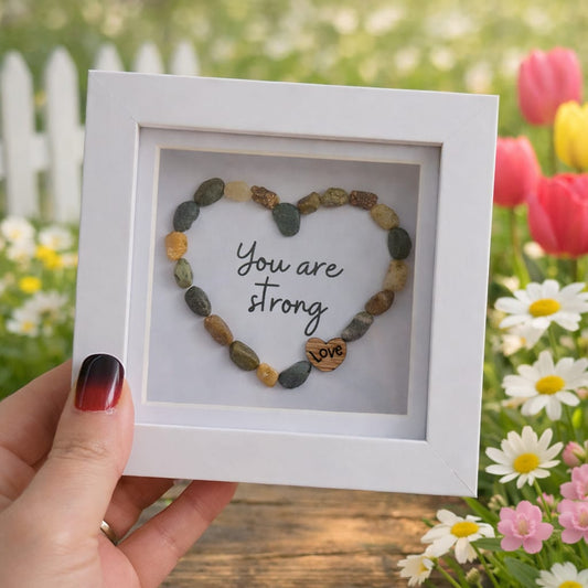 'You are strong' mini stone heart picture