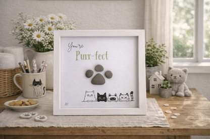 Pebble Art Frame - You're Purr-fect - Pebble Art Frame