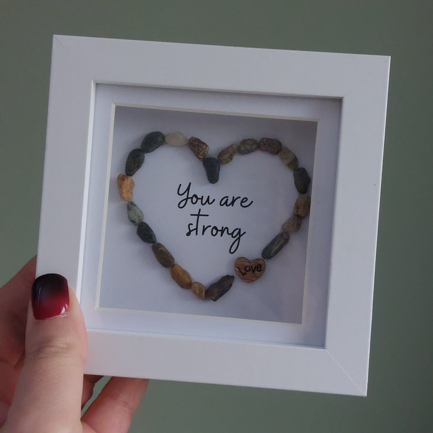 'You are strong' mini stone heart picture