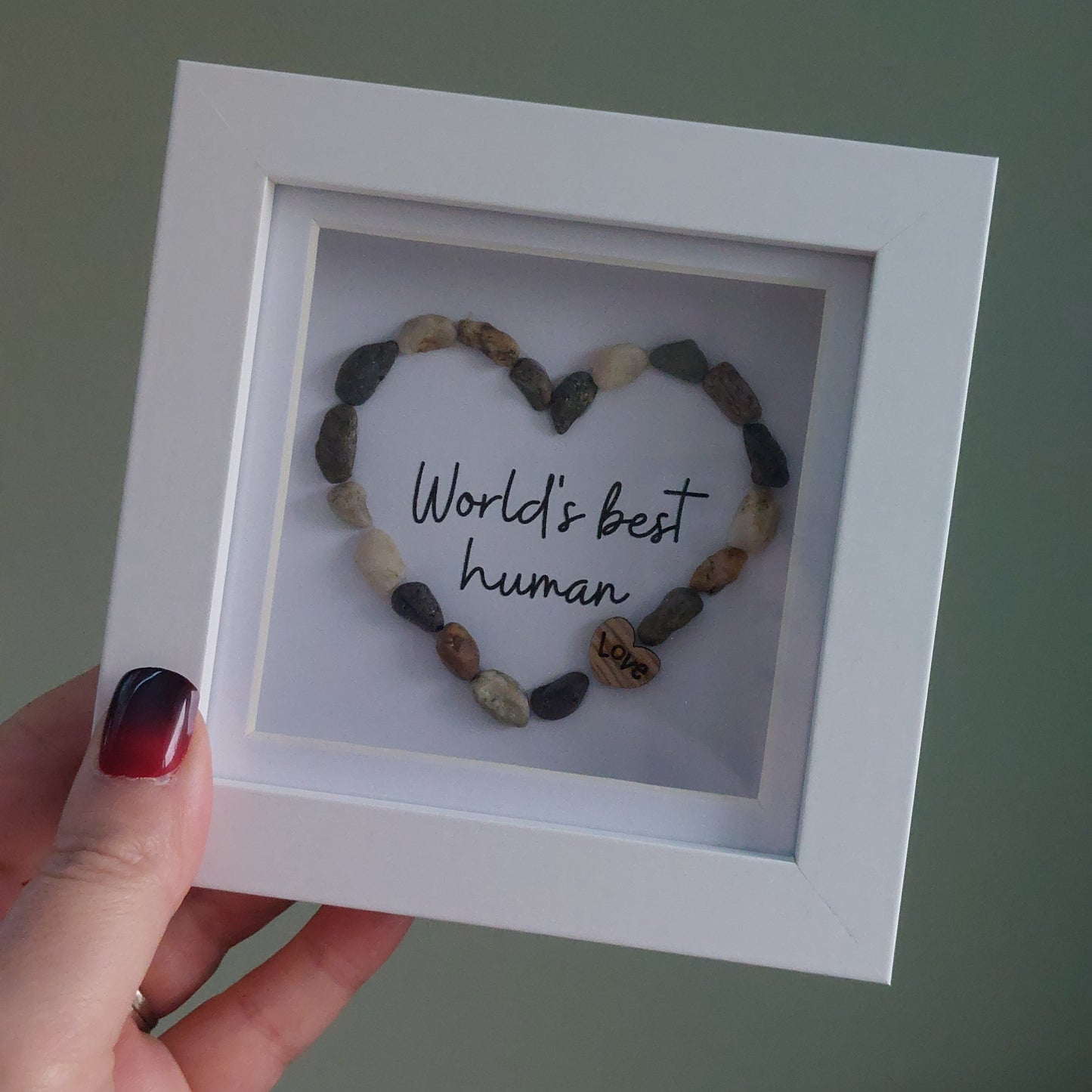 'World's best human' mini stone heart picture