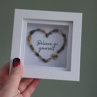 'Believe in yourself' mini stone heart picture