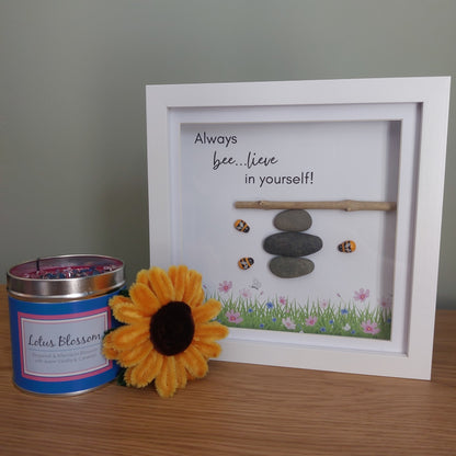 Always bee - lieve in yourself - Pebble Art Frame